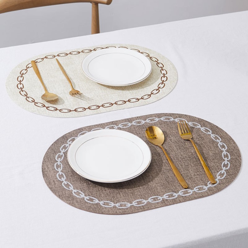 Kitchen Gadgets Luxury - 타원형 테이블 플레이스 매트 인조 가죽