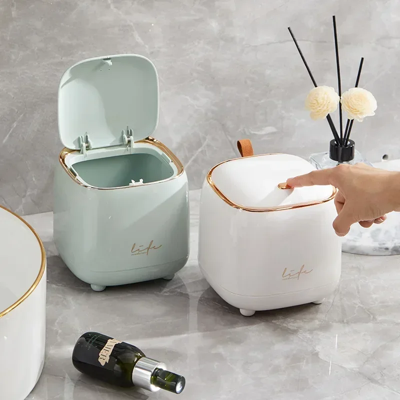 Kitchen Gadgets Luxury - 라이트 럭셔리 프레싱 데스크탑 휴지통 이중