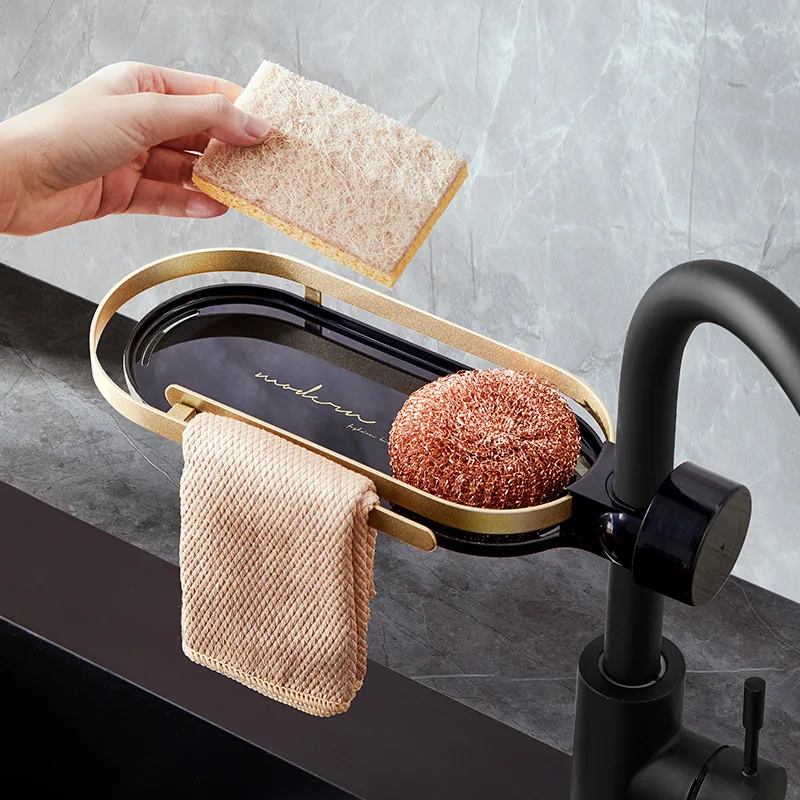 라이트 럭셔리 수도꼭지 스토리지 랙 주방 욕실 싱크 스 - Kitchen Gadgets Luxury 리뷰 및 가격